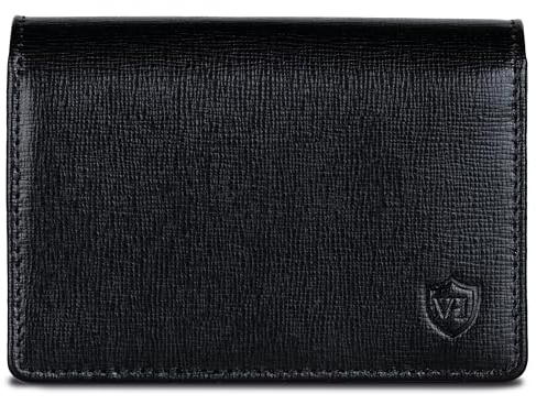 VON HEESEN® Visitenkartenetui Leder mit RFID-Schutz - Platz für 50 Visitenkarten - 6 Fächer - Visitenkarten Etuis - Geschenk für Damen & Herren (Saffiano)