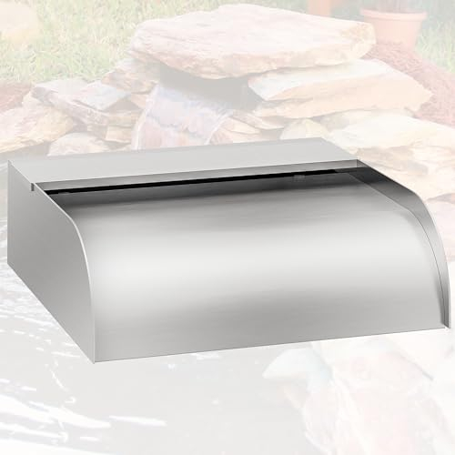 LONGRUNNEW Teich Wasserfallklingen Set, 30cm Edelstahl Poolfontäne mit Zubehör, Breite 31cm Auslauf Wasserspiel Wasserfallkaskade für Garten Patio Teichdekoration