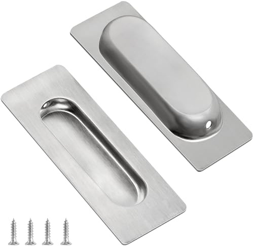 YEYIT uñero puerta corredera 2 piezas tirador empotrado Acero inoxidable Tiradores Puertas Correderas Manija de Puerta Corrediza para Cajones ArmariosRectángulo