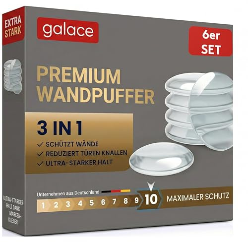 GALACE Dörrstopp självhäftande vita [6 stycken] – 40 mm dörrskydd för väggskydd – dörrgummin som dörrstopp för golv eller handtag – dörrhandtagsskydd – dörrstopp