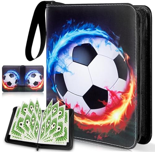 Scrapbook Football Cards, 400 Cards Trading Cards Album 4 Pockets 50 Pages Collector Folder Football Cards Scrapbook Double-Sided Page Protection Folder Book Cards Binder