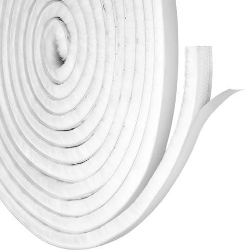 Door Window Frame Brush Seal, Mellbree Self-Adhesive Weatherstrip Draught Excluders for Sliding Doors, Windows, and Wardrobes 4.9m*9mm*9mm White