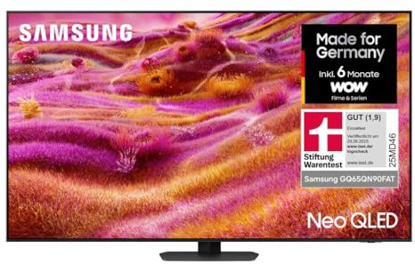 Samsung Neo QLED 4K QN90F 65 Zoll (163 cm) Mini LED Fernseher, Antireflexion, NQ4 AI Gen3 Prozessor, Neo Quantum HDR+, 4K Upscaling Pro, Dolby Atmos, Knox Security, Samsung Vision AI Smart TV
