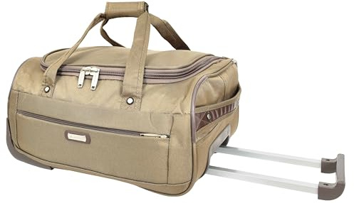 Overnight A405 - Bolsa de viaje con ruedas, tamaño mediano, equipaje de fin de semana, beige, Carry-on 24 inches, Bolsa de lona