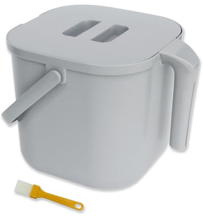 DrDirt Poubelle de Cuisine 7 L pour déchets organiques Quotidiens, Couvercle hermétique Anti-odeurs, bac intérieur Amovible et Nettoyage simplifié Gris