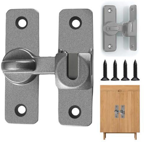 90/180-Grad-Scheunentürschloss mit Werkzeug, 2025 Neuest Türriegel, Türriegel Abschließbar für Schiebetüren, Türschloss innentür für Alle Innen und Außentüren (Grau)