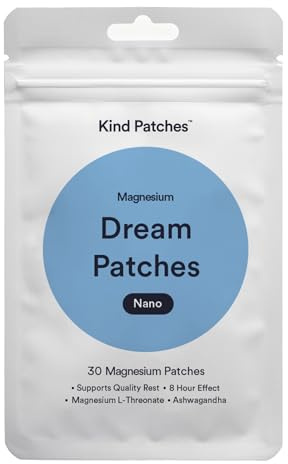 Kind Patches | Dream Patches™ Magnesium | Supports Quality Sleep, Calmer Mind, Stress & Anxiety | Plant-Based Botanical Blend with Magnesium, Passionflower, Ashwagandha & L-theanine | 30 Vegan Patches