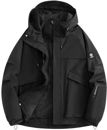 Veste de ski pour homme - Manteau d'hiver chaud coupe-vent à capuche pour le travail et le snowboard