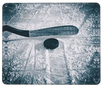 ASFgda Tapis de souris imprimé sports de hockey avec bords cousus, tapis de souris confortable avec base en caoutchouc antidérapant pour ordinateur/café/maison/bureau