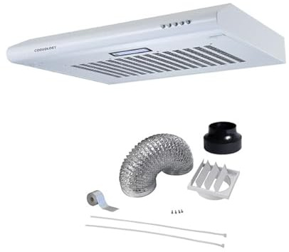 Cookology 60cm Wall Visor Cooker Hood - Extractor Fan - Ducting Kit - White