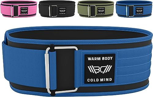 WARM BODY COLD MIND Quick Lock Cross Exercise Belt Weightlifting Belt Bodybuilding Weightlifting Gym Back Belt Squat - Power Lifting Belt for Men and Women (Marin, S)