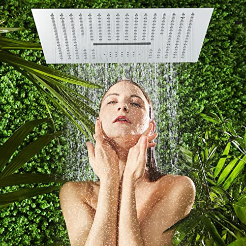 Alcachofa De Ducha Empotrable - Rociador De Ducha Tipo Lluvia De Acero Inoxidable 304 Con Boquillas Autolimpiantes - Duchas Fijas De Alta PresióN - Cabezal De Ducha AnticalcáReo (40 Cm, Cuadrado)