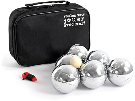 Toboli Set Pétanque 6 Boules en métal avec Cochonnet But Housse Nylon Mètre de pétanque Sport Losirs