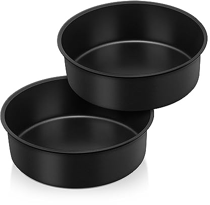 Herogo Set di 2 stampi per torta rotondi in acciaio inox, 16 cm, profondità 5 cm, antiaderenti, per brownie, lasagne, durevoli e sani, resistenti e facili da pulire