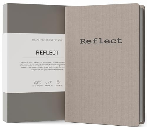 MindPanda | Reflektera dagbok - guidad dagbok för nybörjare - skrivmeddelanden för daglig reflektion, tacksamhet och mindfulness - humörspårare och tacksamhetslogg. Premium icke-blödande