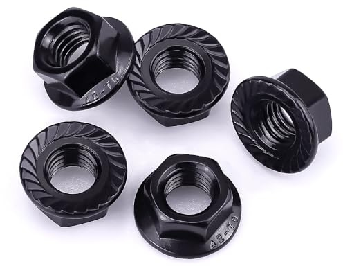 M10-1.5 Hex Head Serrated Flange Nuts, 304 Stainless Steel 18-8 Hexagon Head Flange Nuts for Home Automotive DIYer, Black Oxide Finish, Hex Drive, 20 PCS