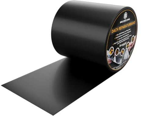 HSS Dach Reparaturband selbstklebend mit MicroSealant Klebstoff – für Dach & Abdichtungen – wasserdichtes Klebeband – Schwarz – 300 mm x 5 m