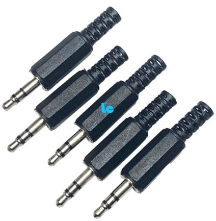 Genérico Conector Audio Jack Macho Estereo De 3,5 mm | Conector TRS | 3 Pines Para Soldar | DIY | Bolsa De 5 Unidades