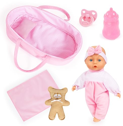 Bayer Design Babydocka, mjuk kropp, 28 cm, docka bärsäng, filt, kudde, napp | flaska, nallebjörn