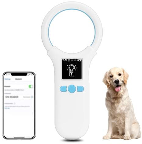 APKLVSR Bluetooth Haustier Mikrochipscann,Tierchip Lesegerät Chipleser für Tiere RFID Chip-ID-Leser-Scanner,EMID FDX-B (ISO11784/85), 134,2 kHz/125 kHz Mikrochip Lesegerät für Hunde/Katze