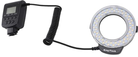 Luz de Flash de Anillo Macro LED, Pantalla LCD, 48 LED, 4 Modos, 7 Niveles de Brillo, 9 Anillos Adaptadores, Difusores Azules y Naranjas, para Cámaras DSLR