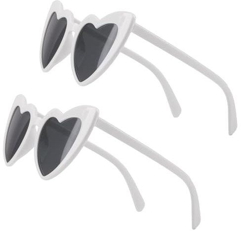 Vaktop Herz Sonnenbrille, 2 Paar Herzbrille, Lustige Partybrille UV400, Sonnenbrille Herzform Festival für Erwachsene Kinder Geburtstagsfeier Halloween Party Herz Brille