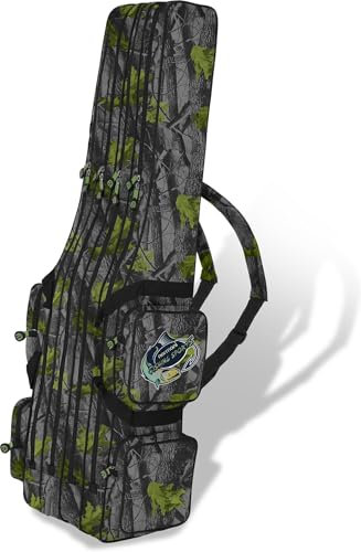 Rutentasche Angelrutentasche Rutenfutteral Aufbewahrungstasche 125 cm / 150 cm / 160 cm / 170 cm / 190 cm - wasserabweisende Angeltasche Angelrucksack Farbe Fog-Autumn-Camo 4 Innenfächer Größe 160 cm