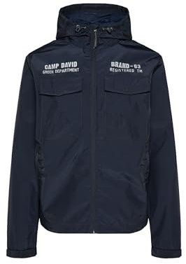 Camp David Herren Windbreaker-Jacke mit Kapuze und Rückenprint Blue Navy L