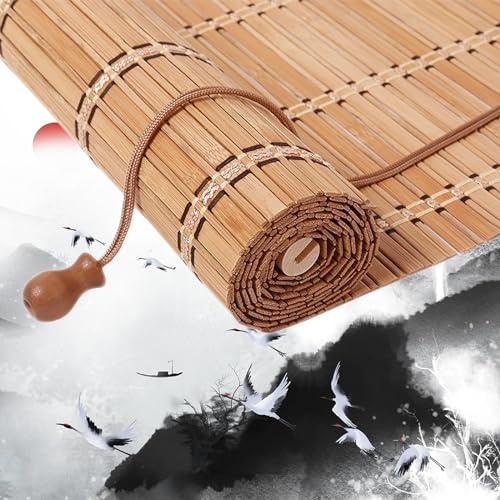 Tenda a rullo in bambù retrò per interni/esterni/giardino, dimensioni personalizzabili, 115 x 200 cm, naturale ed elegante