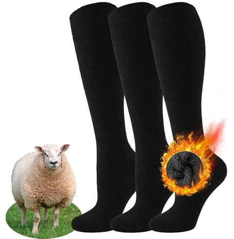 PS PROUTHS Calcetines Térmicos Altos Hombre, Calcetines Térmicos Altos Mujer, Calcetines Largos Suaves con Rizo Interior (FR/ES, Números, 40, 46, Regular, Regular, Lana)
