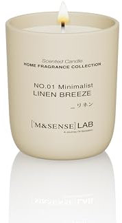 M&SENSE Bougie de soja naturelle non toxique parfumée à la brise de lin pour la maison, petites bougies en pot 150 g, 30 heures de combustion, bougie d'aromathérapie minimaliste, cadeau pour la