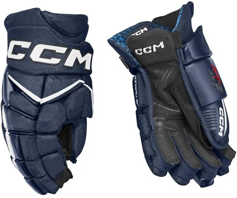 CCM JetSpeed ​​FT8 Pro Senior Guantes de hockey sobre hielo (azul marino/blanco, 33 cm)
