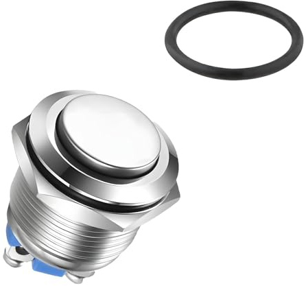 1PCS 16 mm Pulsador Momentáneo, Interruptor de Botón Pulsador Momentáneo Interruptor Pulsador 12 V Interruptor De Reinicio Pulsador DC 3A 12V-36V para Coche/Camión/Barco/Electrodomésticos