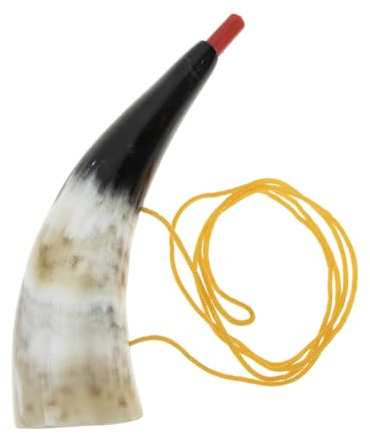 BESTonZON Tromba Giocattolo in Corno Naturale di Bue 17-20 Cm, Accessorio per Feste e Stimolazione Musicale, Strumento per Ragazzo Ragazza e Principianti per Celebrazioni e Giochi Rumorosi