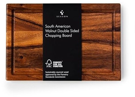 Season South American Walnut Double-Sided Chopping Board – Small - Wooden Chopping Board for Everyday Prep, Carving and Serving – Durable Walnut with Two Cutting Surfaces for Confident Home Cooking