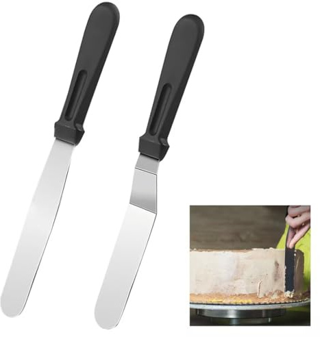 Paleta angular, 2 espátulas de glaseado, paleta de acero inoxidable para cocina con cuchillas de acero inoxidable de 15 cm, espátula para tartas, cuchillo grueso para hornear glaseado, para decorar