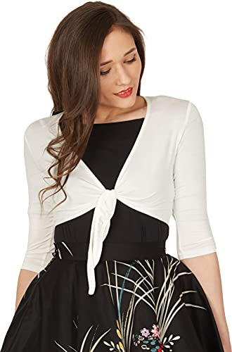 BlackButterfly Jerseybolero Dam Knytning Fram, Elfenben, XXL