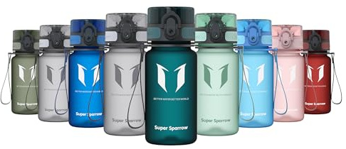 Sparrow Borraccia Bambini 350ml Senza BPA Tritan Bottiglia Sportiva 1-Click