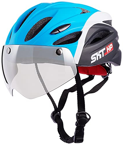 SKT HP Toddler Bike Helmet, Adjustable Helmet for Kids and Youth with Detachable Magnetic Goggles, Bicycle Cycling Skate Scooter Skateboard Helmet for Boys and Girls Blue