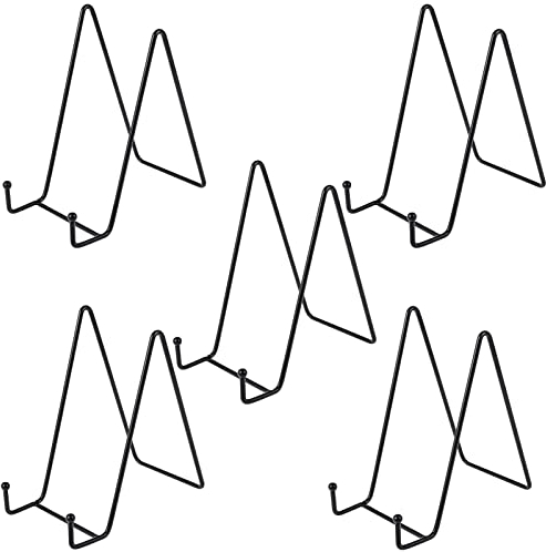 Fuyamp 5PCS Display Stands 6 Inches Picture Frame Stand, Stands for Display, Plate Holder Display Stand Holders for Picture, Decorative Plate, Dish, Book, Photo Easel and Tabletop Artistic Work(Black)