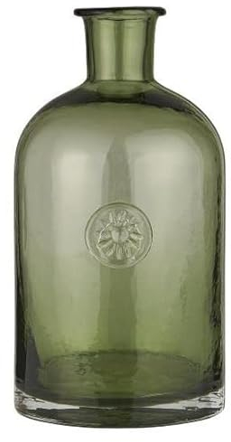 Ib Laursen Grüne Apotheken-Glasflasche mit Blumen-Emblem, 1,5 l