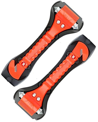 2 Piezas Martillo de Seguridad Martillos de Emergencia Coche con Cortacinturones 2 en 1 Herramienta de Escape de Emergencia para Romper la Ventana, Cortar el Cinturón
