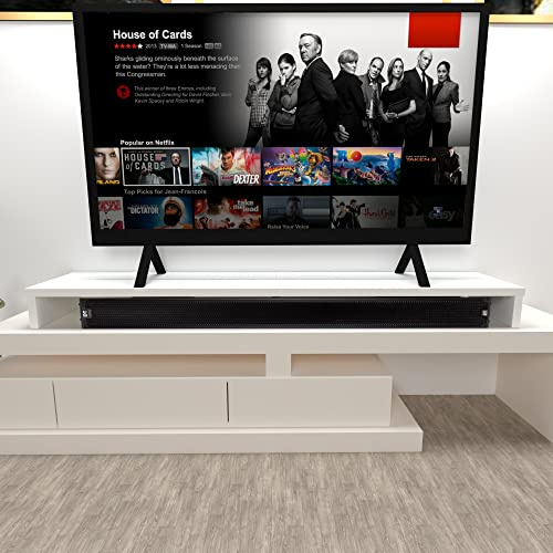 Henor Elevador Doble TV de Madera 180 x 35 x 15 cm Blanco Mate. Soporta +100 Kg.