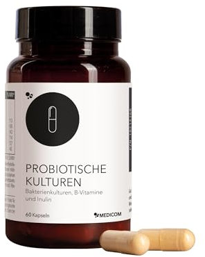 Medicom – Probasis Kapseln, Niacin, Vitamin B1, B2, B6, B12, Lactobacillus Acidophilus, Bifidobacterium, Aufrechterhaltung der Schleimhäute, Für das Wohlbefinden der Darmflora –60 Kapseln