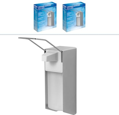 ARNOMED Dispensador de Jabón de Pared de Aluminio Con Palanca Larga para 1000 ml, Desinfectante de Manos