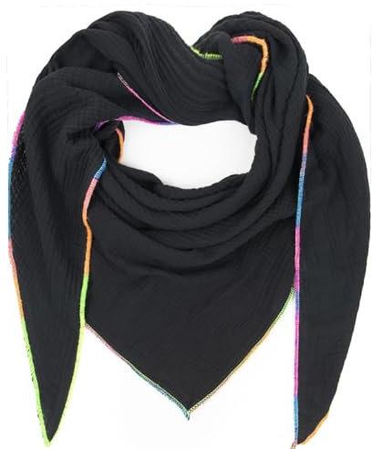 Gloop Damen XXL Dreieckstuch Halstuch Baumwolle Musselin Schal Poncho Ohne Kratze an Haut Hergestellt in Italien 135 cm×135 cm×220 cm