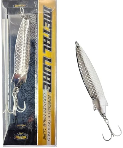 SEABUZZ Clignotant asymétrique 22 g/7,5 cm – Leurre de pêche pour brochet, perche, sandre, leurre avec hameçon triplé, cuillère en métal, leurre dur, spinner de pêche, kit de sport – Angel Spoon –