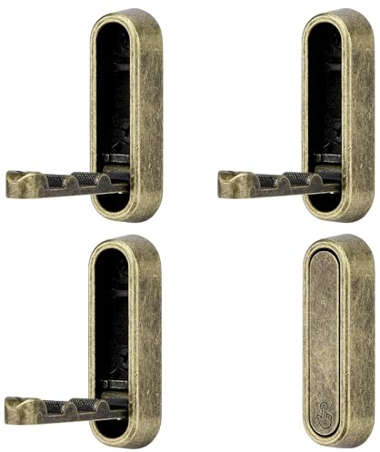SYZOW Ganchos Pared Plegables, 4 Piezas Soporte Auriculares Pared, Ganchos para Percheros, Ganchos Plegables Pared, Con Tornillos, para Chaqueta Toalla Cocina (Bronce)