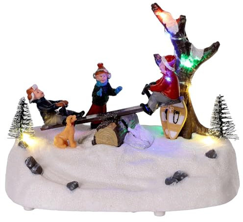 Holyart Balançoire à Bascule avec Enfants illuminée avec Musique 18x11x14 cm