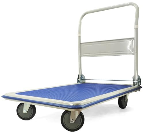 Plattformwagen Transportwagen Transportroller Rollwagen Klappbar 150kg/300kg Faltbar Handwagen Schwerlast Lagerwagen Metall mit 4 Rollen (300 kg)